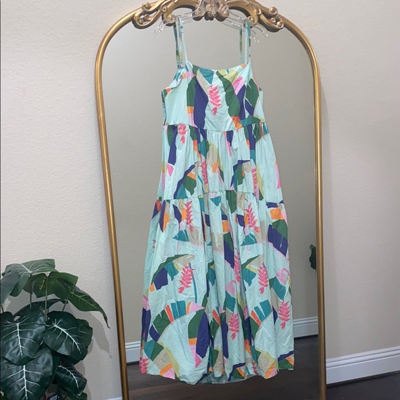 Farm Rio For Anthropologie Square Neck Apron Tie-Back Maxi Dress Size L - Picture 10 of 16